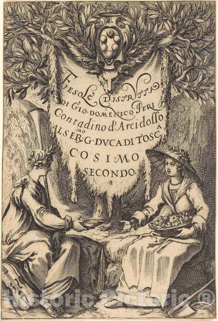 Art Print : Jacques Callot, La Belle Jardiniere, 1619 - Vintage Wall Art