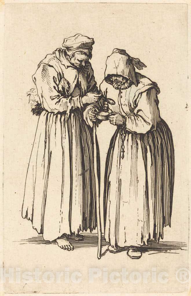 Art Print : Jacques Callot, Two Beggar Women, c. 1622 - Vintage Wall Art