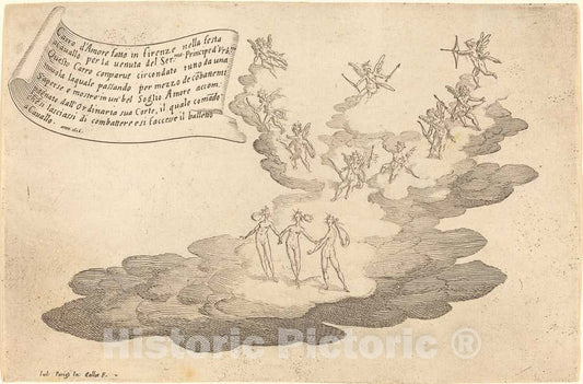 Art Print : Jacques Callot, The Float of Love, 1616 - Vintage Wall Art