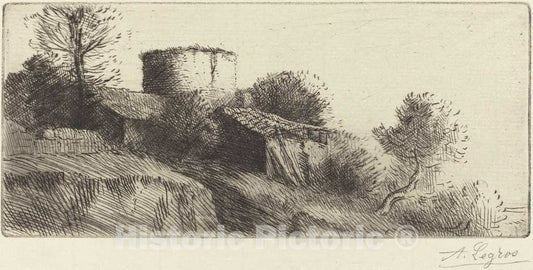 Art Print : Alphonse Legros, Pigeon Tower (La Tour aux Pigeons) - Vintage Wall Art