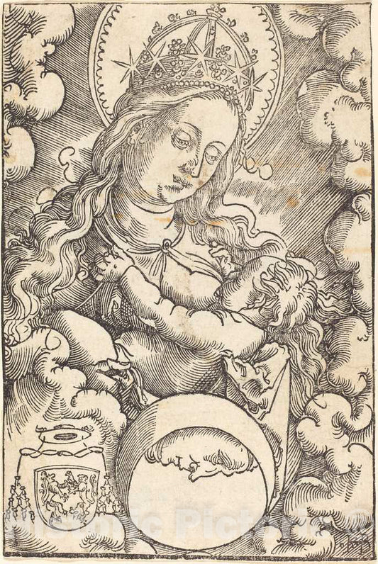 Art Print : Hans Baldung Grien, Virgin and Child in The Clouds - Vintage Wall Art