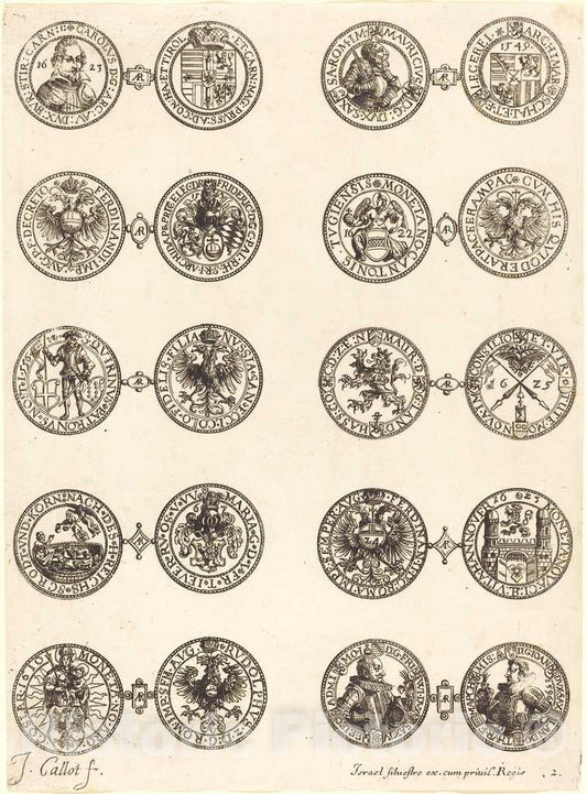 Art Print : Jacques Callot, Coins [Plate 2] - Vintage Wall Art