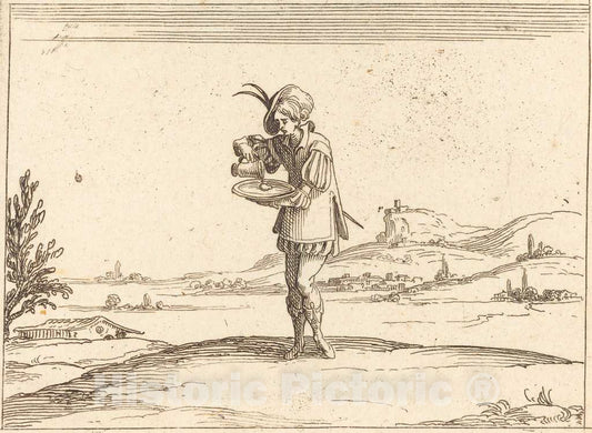 Art Print : Jacques Callot, Man Washing a Pearl - Vintage Wall Art