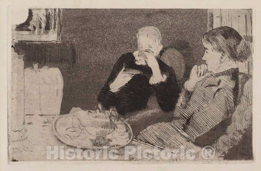 Art Print : Mary Cassatt, Lydia and Her Mother at Tea, 1882 - Vintage Wall Art