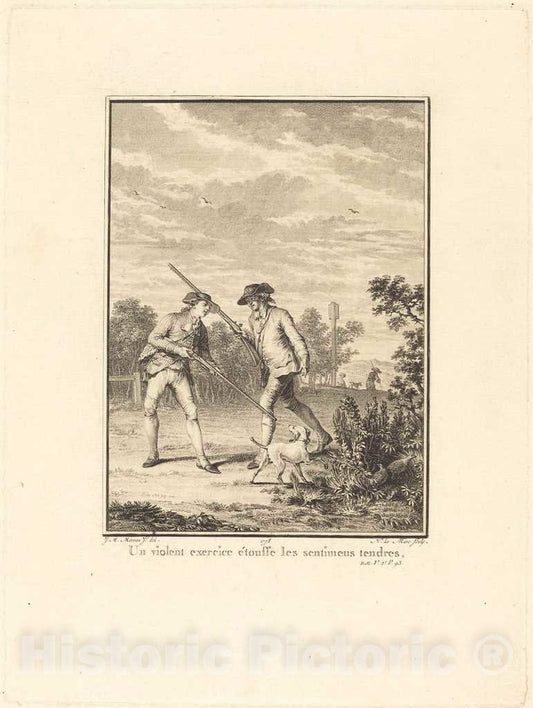 Art Print : NoÃ«l Le Mire After Michel Moreau, Un Violent exercice Ã©touffe les sentimens tendres, 1778 - Vintage Wall Art