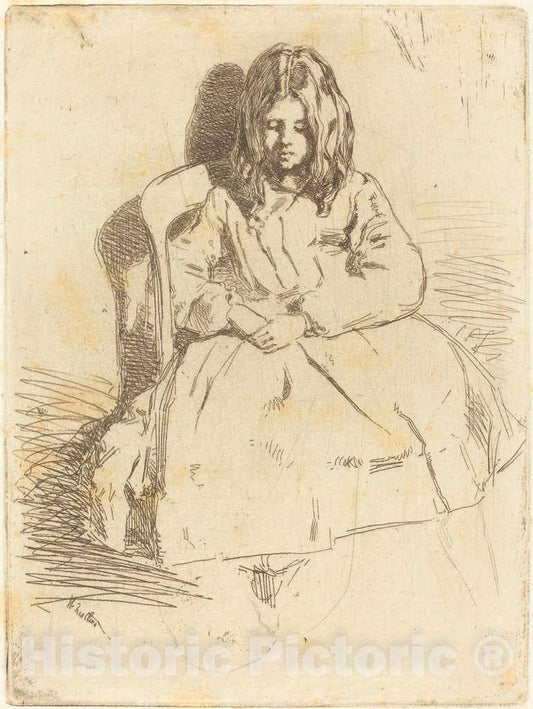 Art Print : James McNeill Whistler, Annie Seated, 1858 - Vintage Wall Art