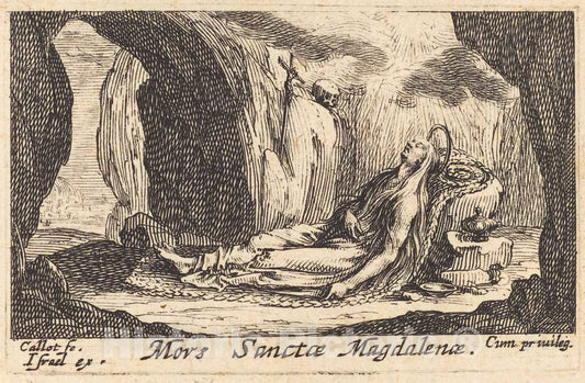 Art Print : Jacques Callot, Death of The Magdalene - Vintage Wall Art