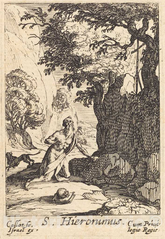 Art Print : Jacques Callot, Saint Jerome - Vintage Wall Art