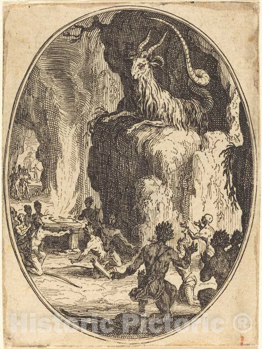 Art Print : Jacques Callot, The Cult of The Demon, 1627 - Vintage Wall Art