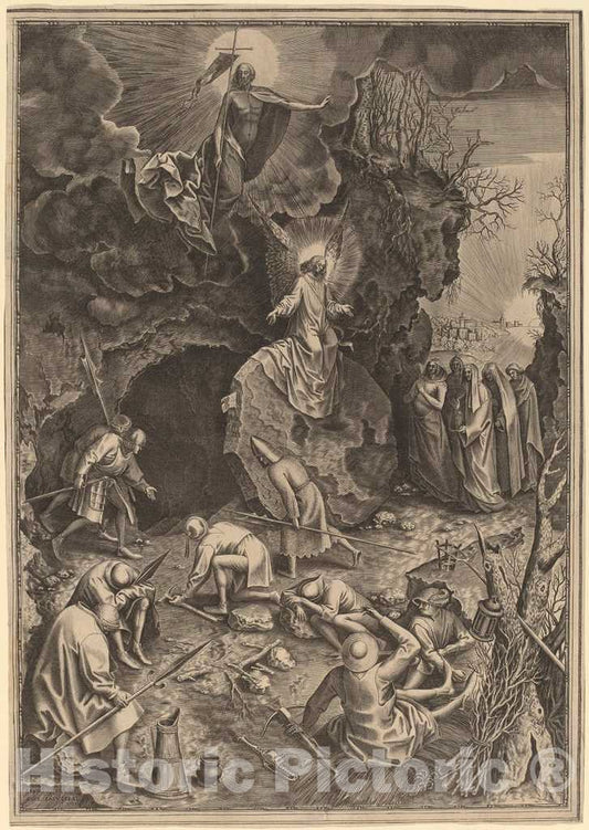 Art Print : Galle After Bruegel The Elder, The Resurrection, Possibly c. 1570 - Vintage Wall Art