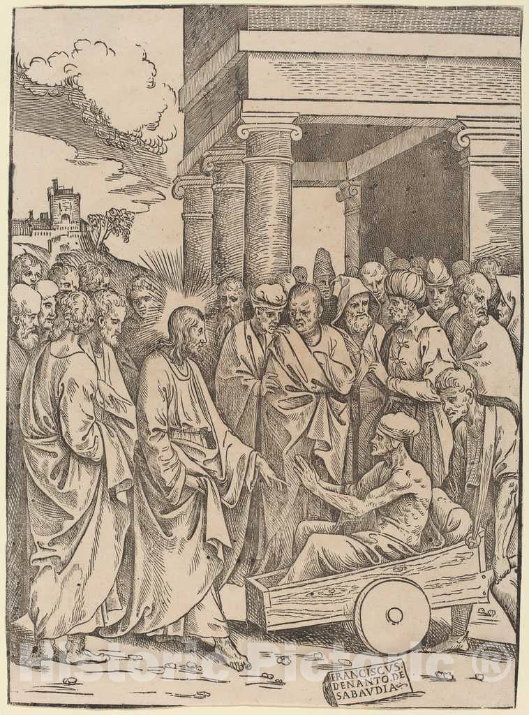 Art Print : Francesco Denanto, The Raising of Lazarus - Vintage Wall Art