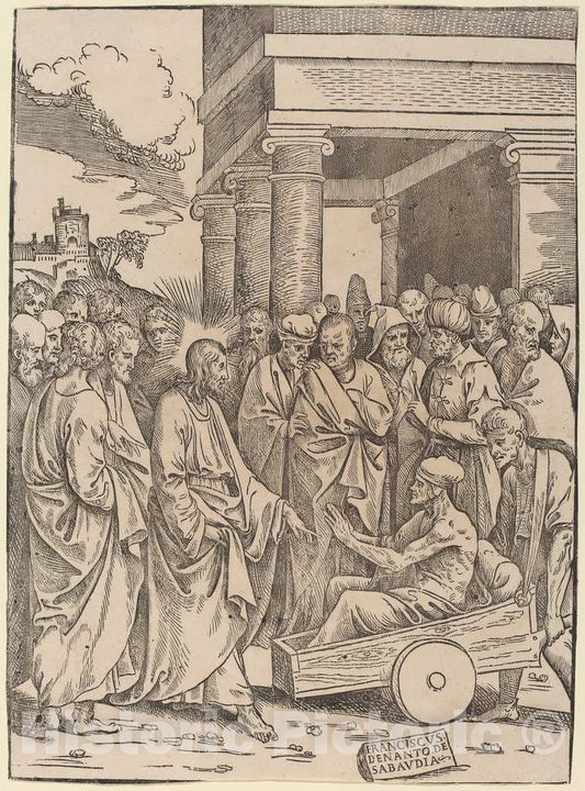 Art Print : Francesco Denanto, The Raising of Lazarus - Vintage Wall Art
