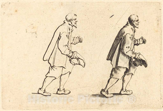 Art Print : Jacques Callot, Peasant with Hat in Hand, c. 1622 - Vintage Wall Art