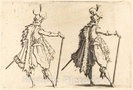Art Print : Jacques Callot, Gentleman with Cane, c. 1622 - Vintage Wall Art