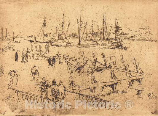 Art Print : James McNeill Whistler, Little Dordrecht, 1884 - Vintage Wall Art