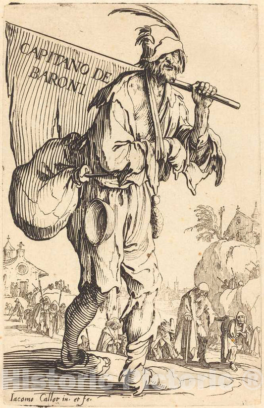 Art Print : Jacques Callot, Captain of The Barons, c. 1622 - Vintage Wall Art