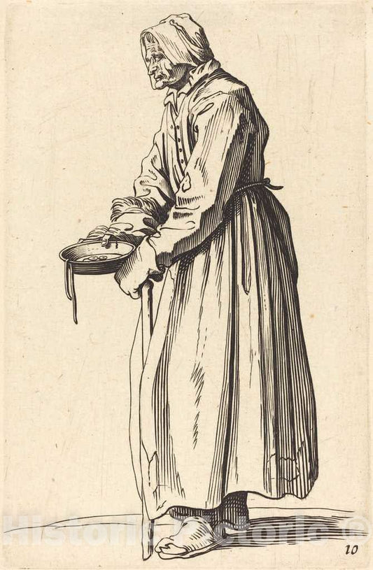 Art Print : Jacques Callot, Beggar Woman with Pan - Vintage Wall Art