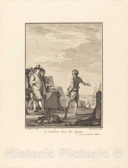 Art Print : Delaunay After Moreau, Discours sur l'Ã©galitÃ© des Conditions: Il retourne Chez SES Ã©gaux, 1778 - Vintage Wall Art