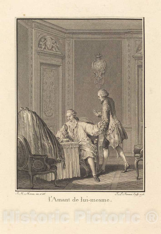 Art Print : Simonet After Moreau, L'amant de lui-mesme, 1778 - Vintage Wall Art