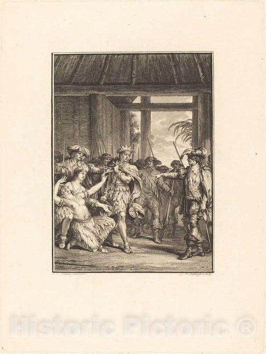 Art Print : Duflos After Michel Moreau, La dÃ©couverte du Nouveau Monde - Vintage Wall Art
