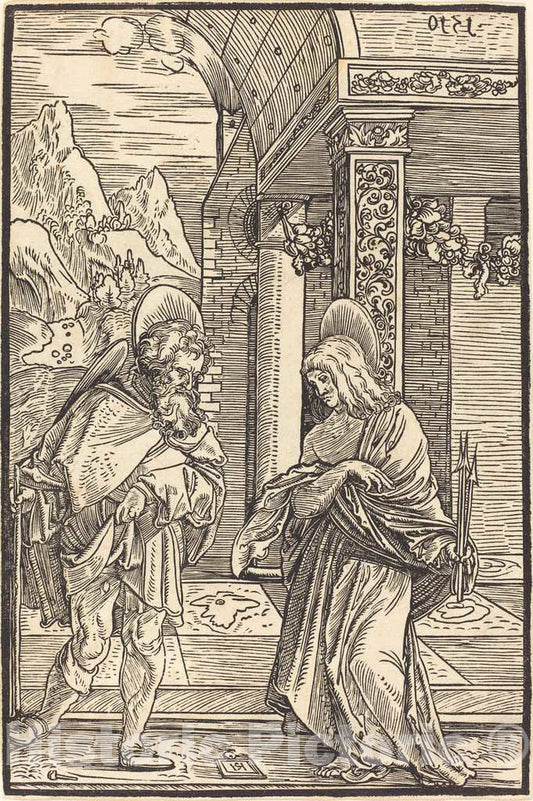 Art Print : Hans Leonard SchÃ¤ufelein, Saint Roch and Saint Sebastian, 1510 - Vintage Wall Art