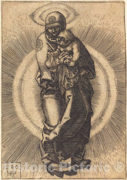 Art Print : Sebald Beham, Madonna on The Half Moon, 1520 - Vintage Wall Art