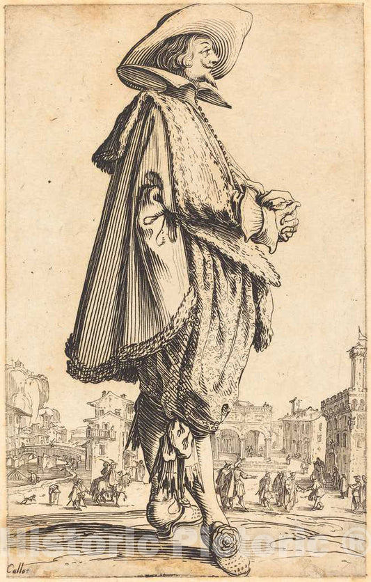 Art Print : Jacques Callot, Noble Man with Folded Hands, c.1622 - Vintage Wall Art