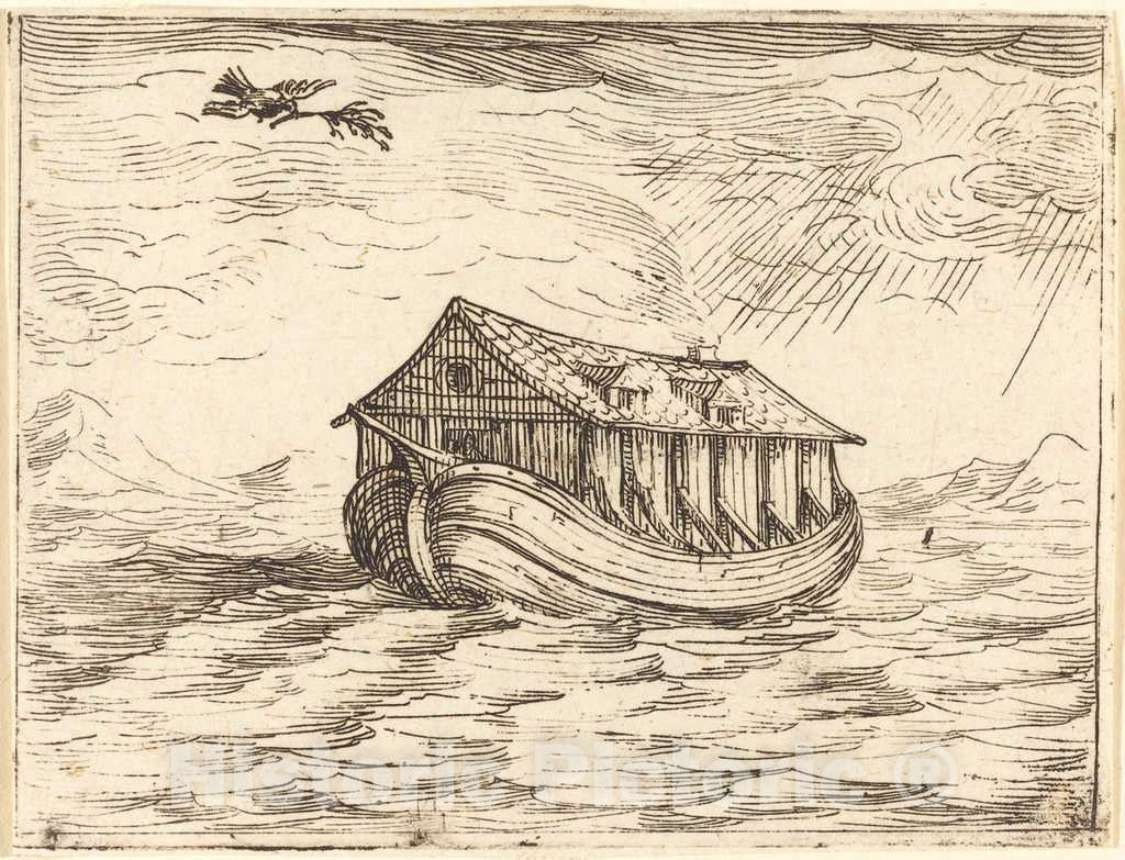 Art Print : Jacques Callot, Noah's Ark - Vintage Wall Art