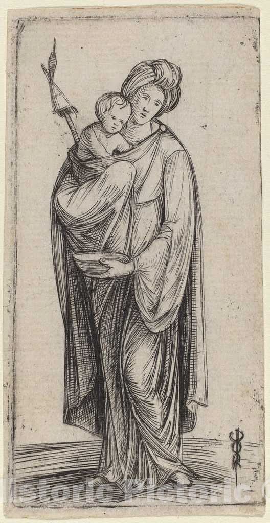 Art Print : Jacopo de' Barbari, Woman and Child with Distaff - Vintage Wall Art