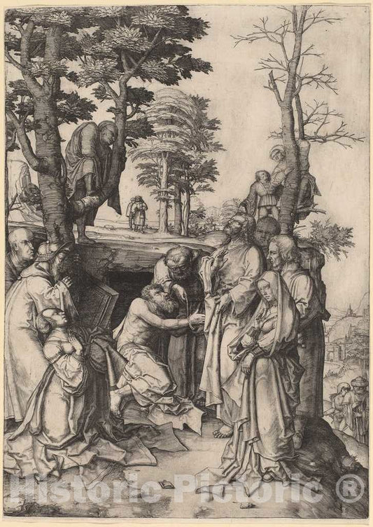 Art Print : Lucas Van Leyden, The Raising of Lazarus, in or Before 1508 - Vintage Wall Art