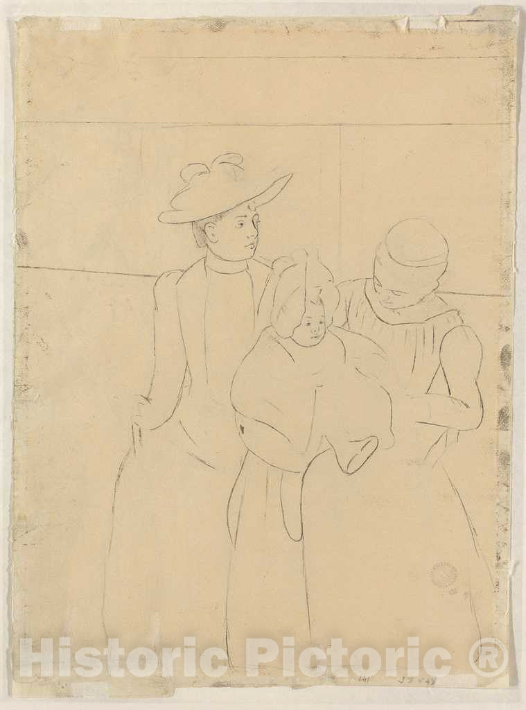 Art Print : Mary Cassatt, in The Omnibus [Verso], c. 1891 - Vintage Wall Art
