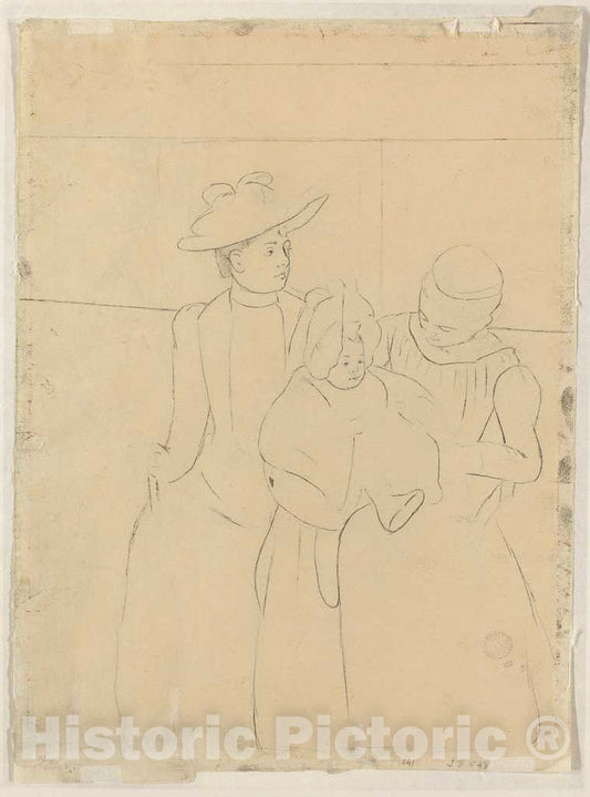 Art Print : Mary Cassatt, in The Omnibus [Verso], c. 1891 - Vintage Wall Art