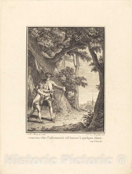 Art Print : NoÃ«l Le Mire After Michel Moreau, Courons vÃ®te: l'astronomie est bonne Ã  quelque Chose, 1778 - Vintage Wall Art