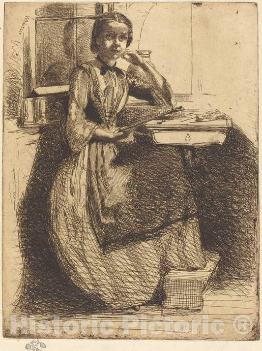 Art Print : James McNeill Whistler, Gretchen at Heidelberg, 1858 - Vintage Wall Art