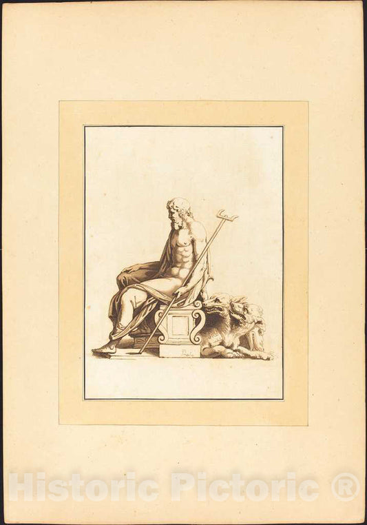 Art Print : Prestel After Giulio Romano, Neptune, 1781 - Vintage Wall Art