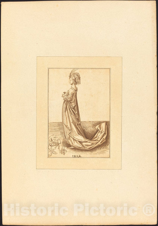 Art Print : Prestel After Schongauer, Oriental Lady, 1780 - Vintage Wall Art