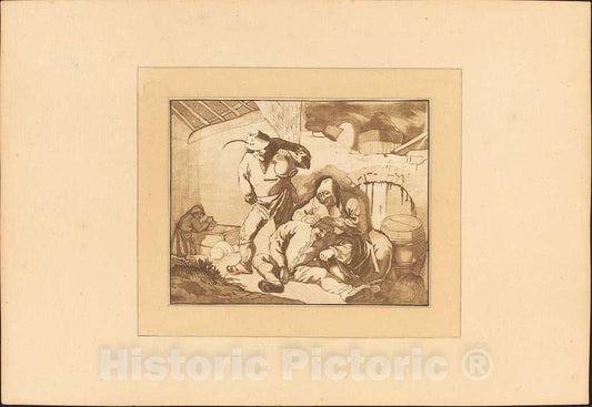 Art Print : Prestel After Isack Van Ostade, Peasant Scene, 1782 - Vintage Wall Art