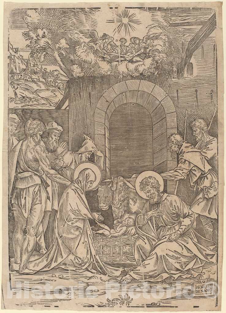 Art Print : Francesco Denanto, The Adoration of The Shepherds - Vintage Wall Art