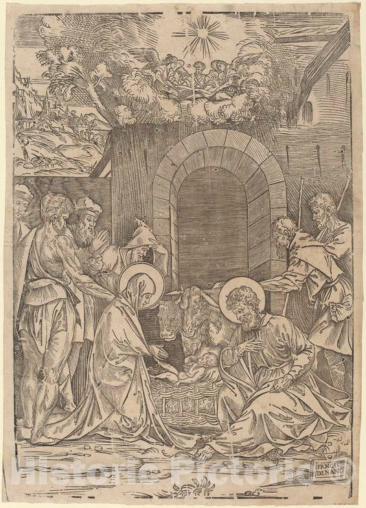 Art Print : Francesco Denanto, The Adoration of The Shepherds - Vintage Wall Art