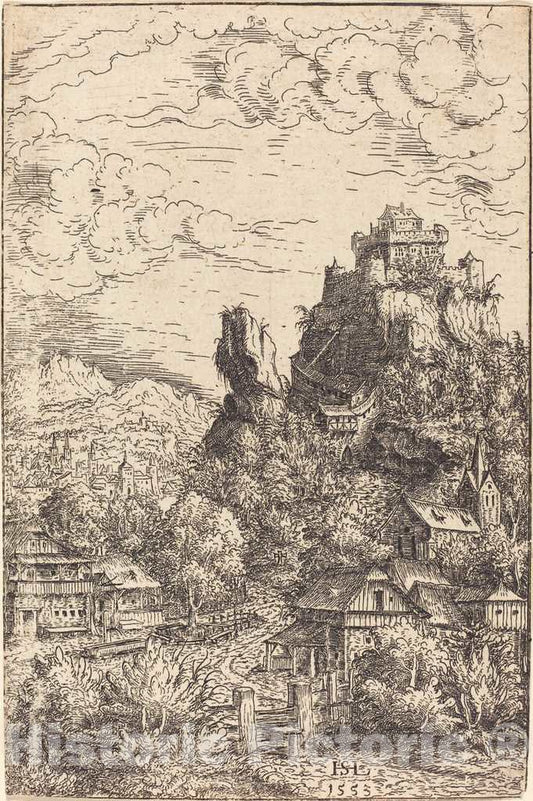 Art Print : Hanns Lautensack, Landscape with a Castle, 1553 - Vintage Wall Art