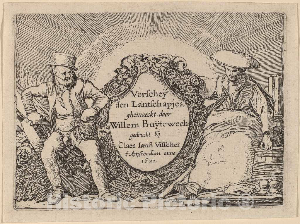 Art Print : Willem Buytewech, Title Plate, 1621 - Vintage Wall Art