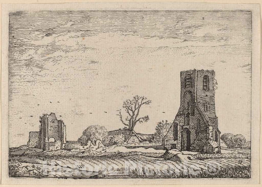 Art Print : Willem Buytewech, Ruins of a Church (Chapel of Eykenduynen Near The Hague), 1621 - Vintage Wall Art