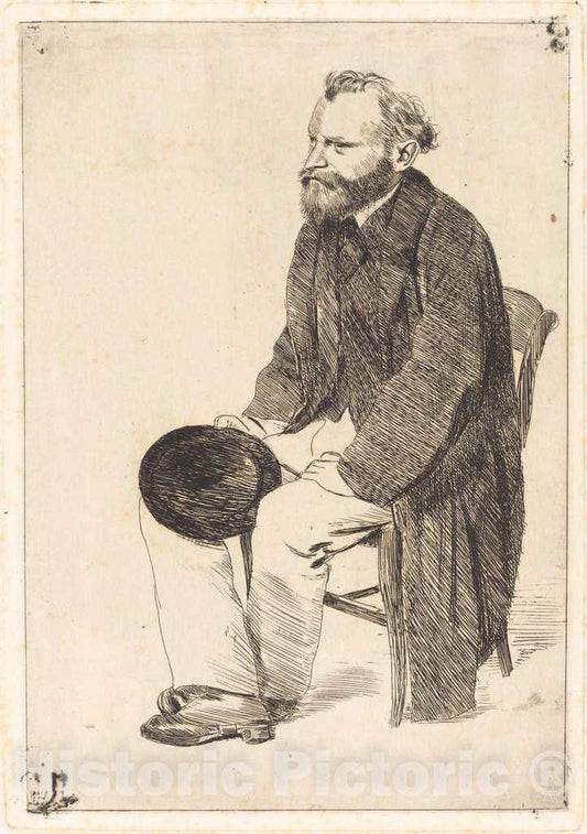 Art Print : Edgar Degas, Manet Seated, Turned to The Left (Manet Assis, tournÃ© Ã  Gauche), c. 1861 - Vintage Wall Art