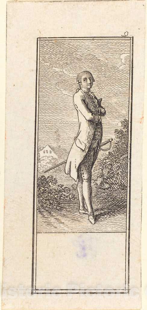 Art Print : Daniel Nikolaus Chodowiecki, Young Man Bareheaded, with Sword, 1784 - Vintage Wall Art