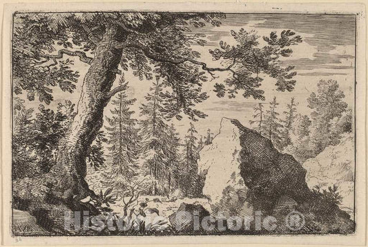 Art Print : Allart Van Everdingen, Boulder in The Woods, c.1651 - Vintage Wall Art