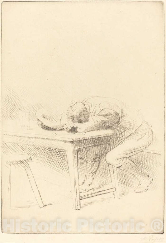 Art Print : Alphonse Legros, Siesta of a Laborer (Sieste d'un ouvrier) - Vintage Wall Art
