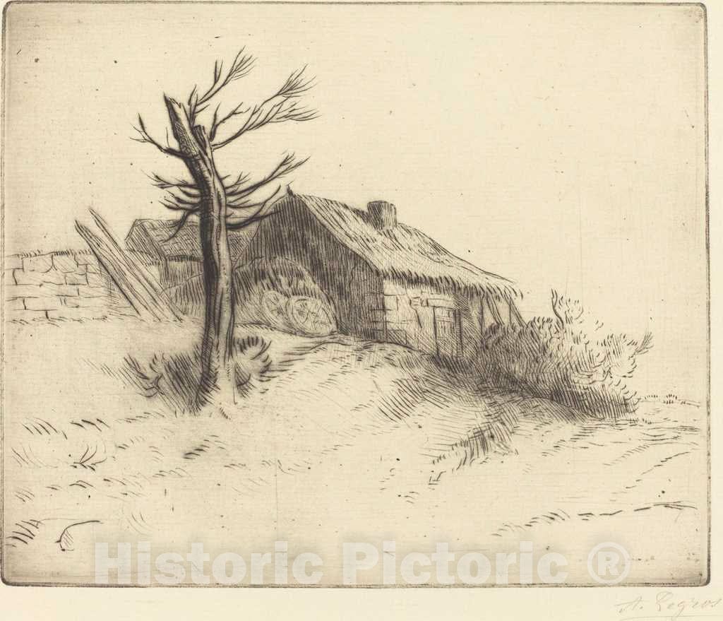 Art Print : Alphonse Legros, Thatched Cottage (Chaumiere) - Vintage Wall Art