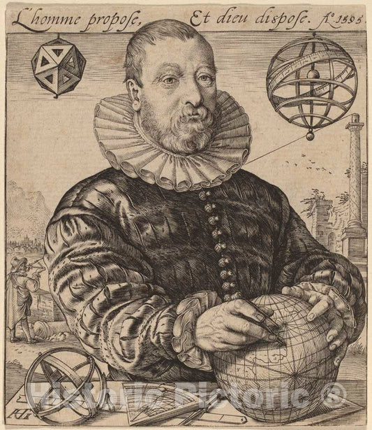 Art Print : Hendrik Goltzius, Nicolaus Petri Van Deventer, 1595 - Vintage Wall Art