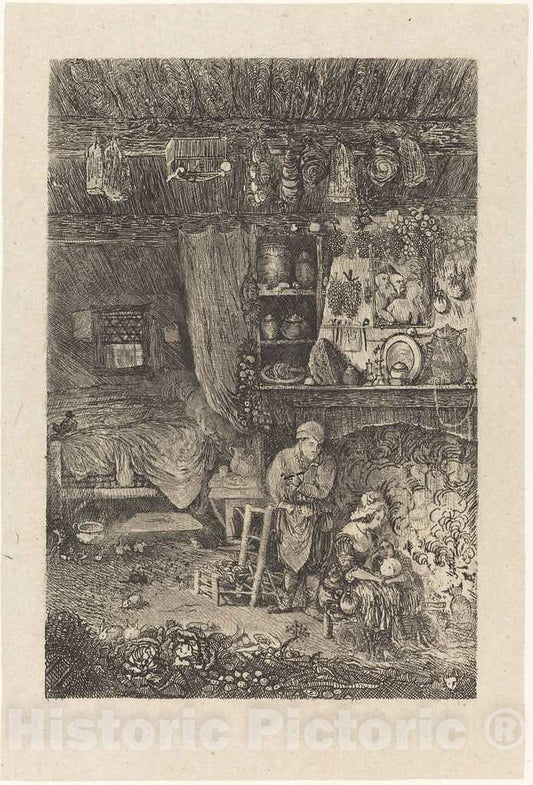 Art Print : Rodolphe Bresdin, Flemish Interior, c.1878 - Vintage Wall Art