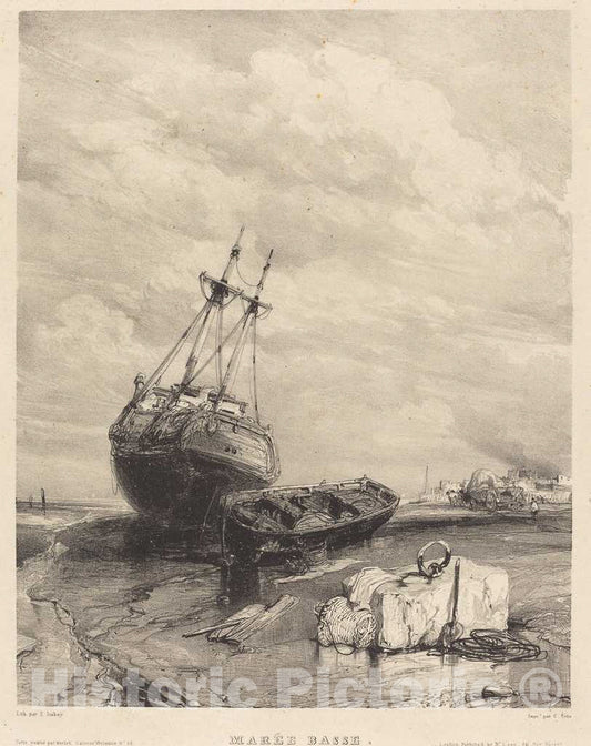 Art Print : EugÃ¨ne Isabey, MarÃ©e Basse, 1833 - Vintage Wall Art